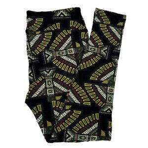 LuLaRoe Aztec Tribal Eagle Bird Black White Yellow Pink Leggings One Size OS New